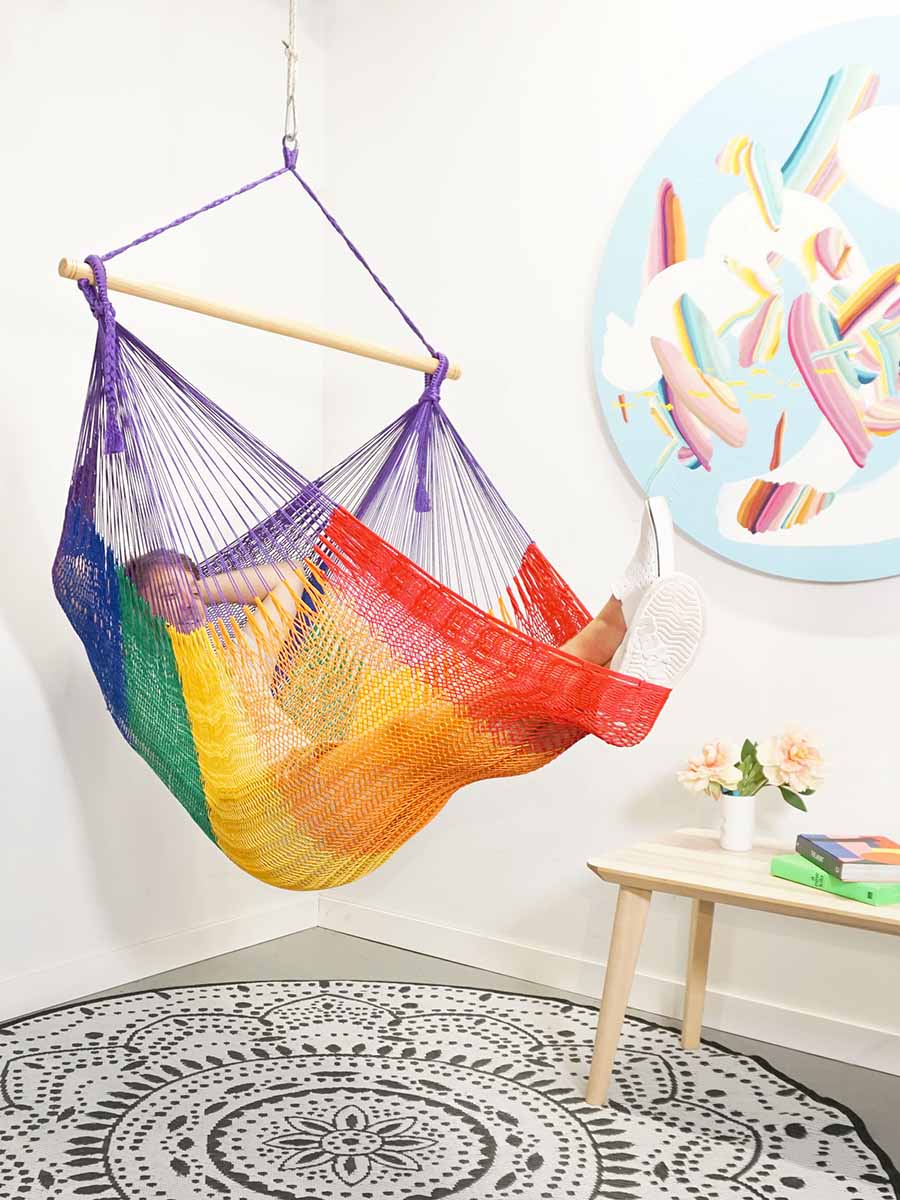 Thick Hangout Chair Purple Rainbow