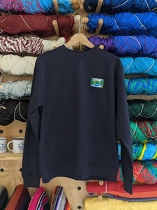 "The Hang Out Place" Retro Crew Neck Sweater - Navy